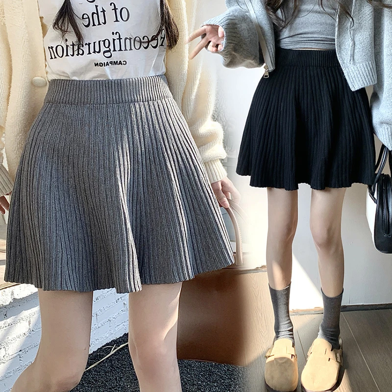 【无托腹】孕妇百褶裙秋冬季新款外穿毛线针织短裙百搭A字半身短裙