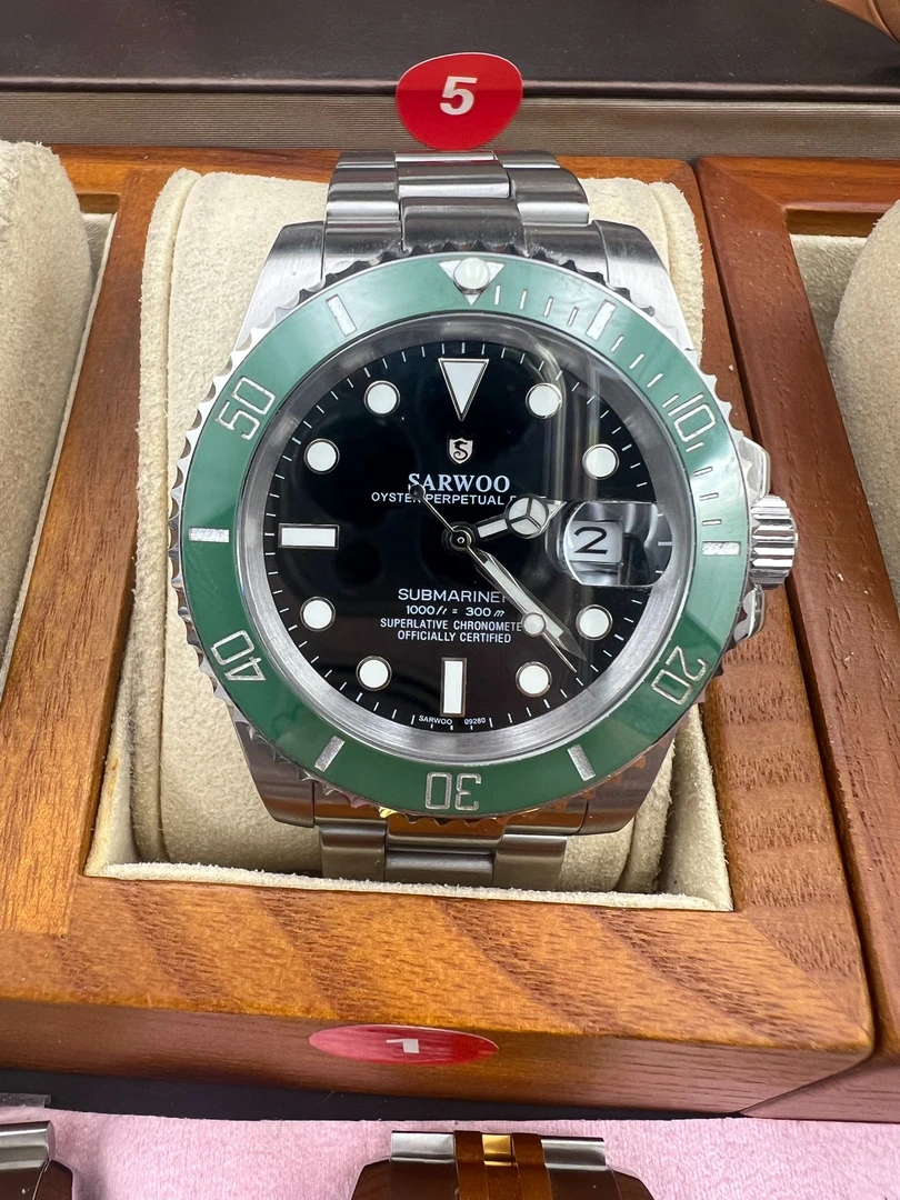 SARWOO/商沃全自动机械腕表潜水蓝宝石镜面8215机芯300米防水夜光