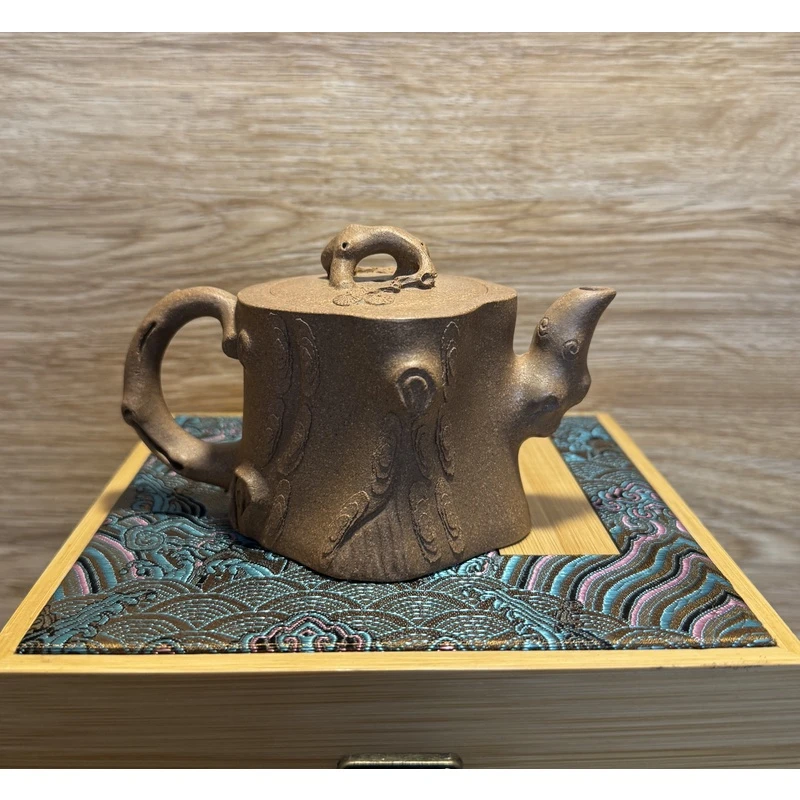 【精工全手梅桩】-青灰段泥柴烧全手工紫砂壶