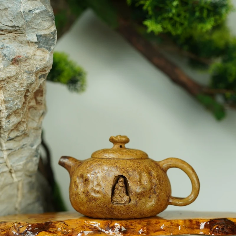 【古龙窑达摩供春】龙骨金沙宜兴全手工柴烧窑紫砂壶供春壶