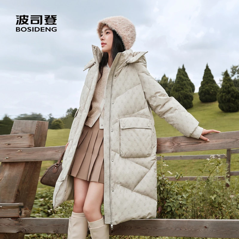 波司登2024冬季新款女中长款时尚休闲连帽宽松羽绒服B40145252