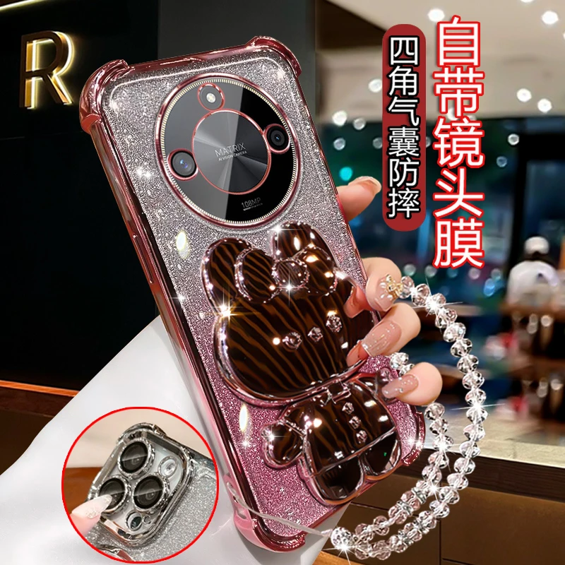 适用荣耀x50网红手机壳四角防摔ALI-AN00闪粉X50GT镜头全包X50Pro