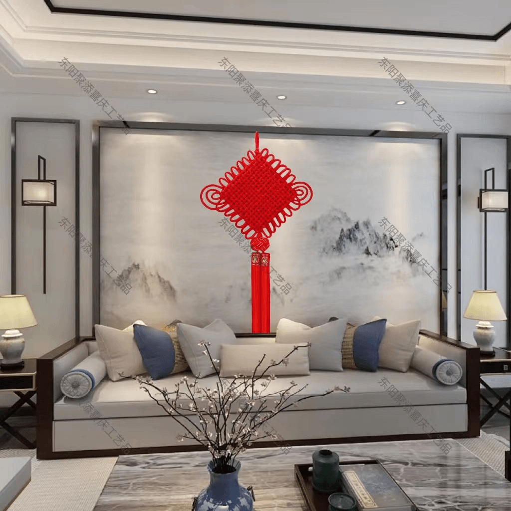 手工编织绒布中国结大号 新房装饰春节年货中国结挂件现货速发