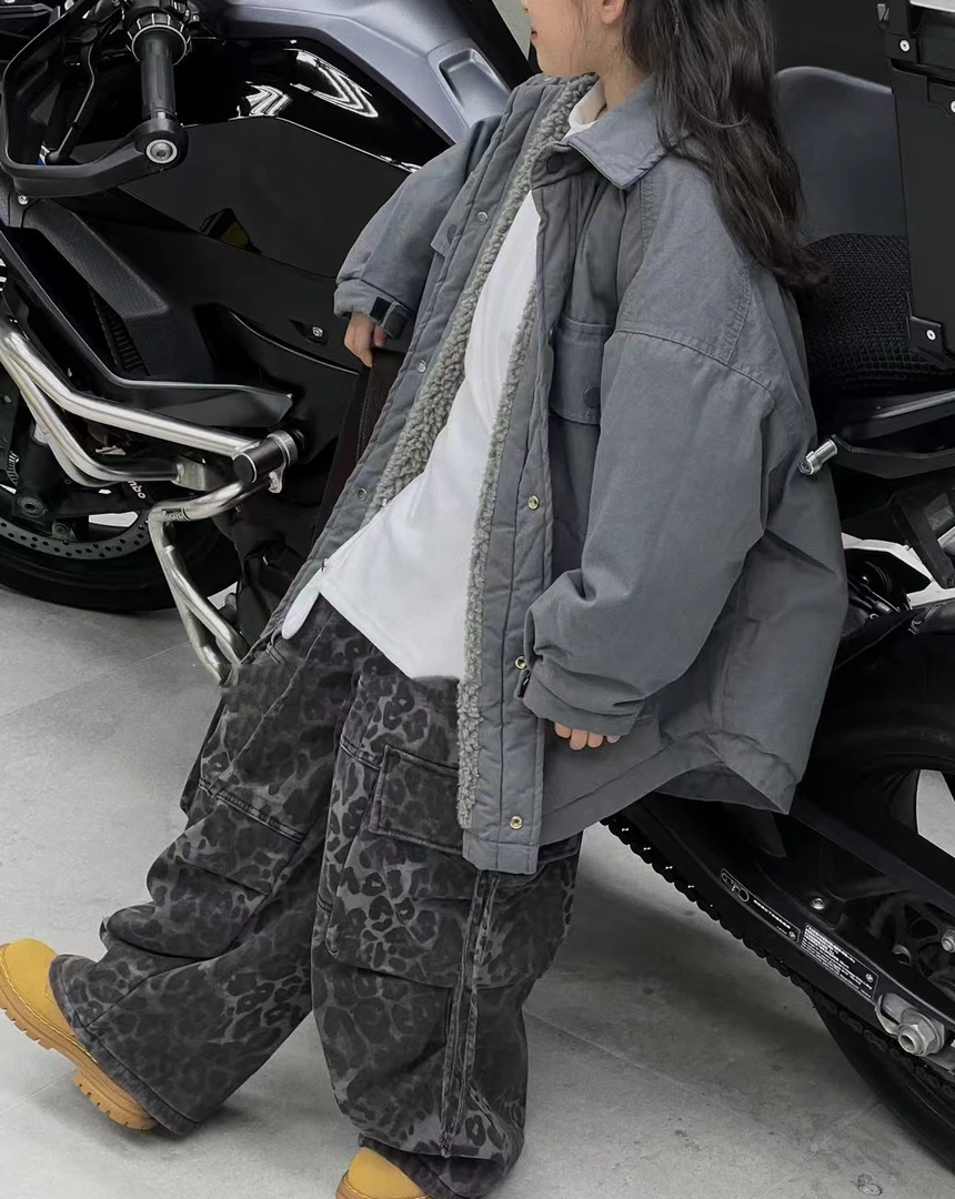 蒙蒙潮童 2024冬款新品加厚保暖棉服中大童美式高街潮童嘻哈帅气
