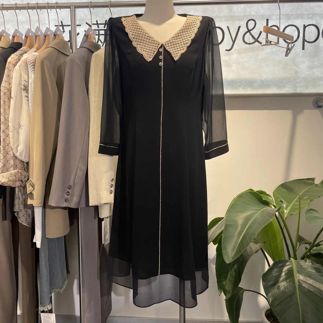 【0015】24新款女装连衣裙秋季女神时尚气质长袖显瘦长早秋收腰