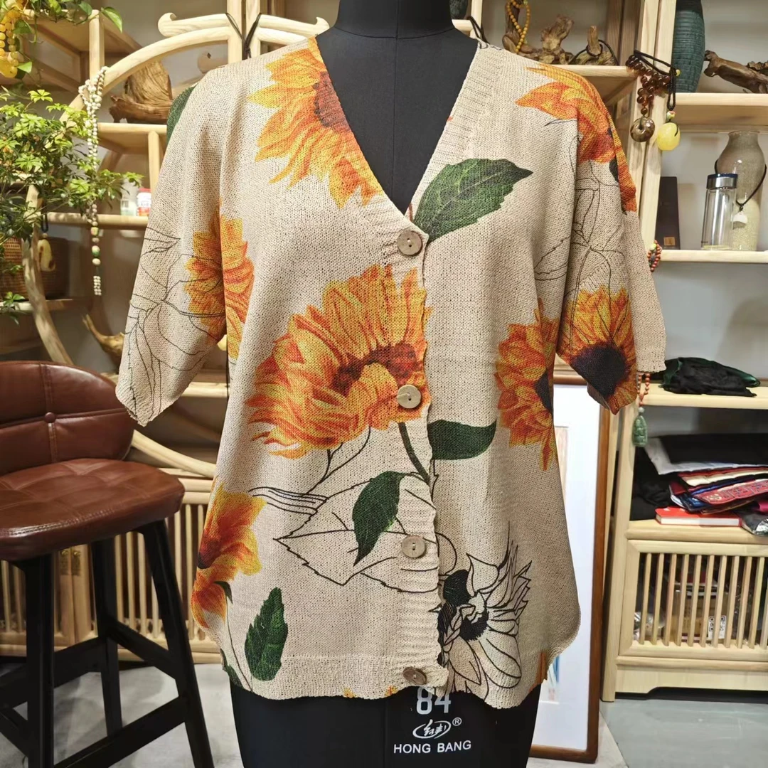 凤徕兮私人定制的棉麻印花开衫102