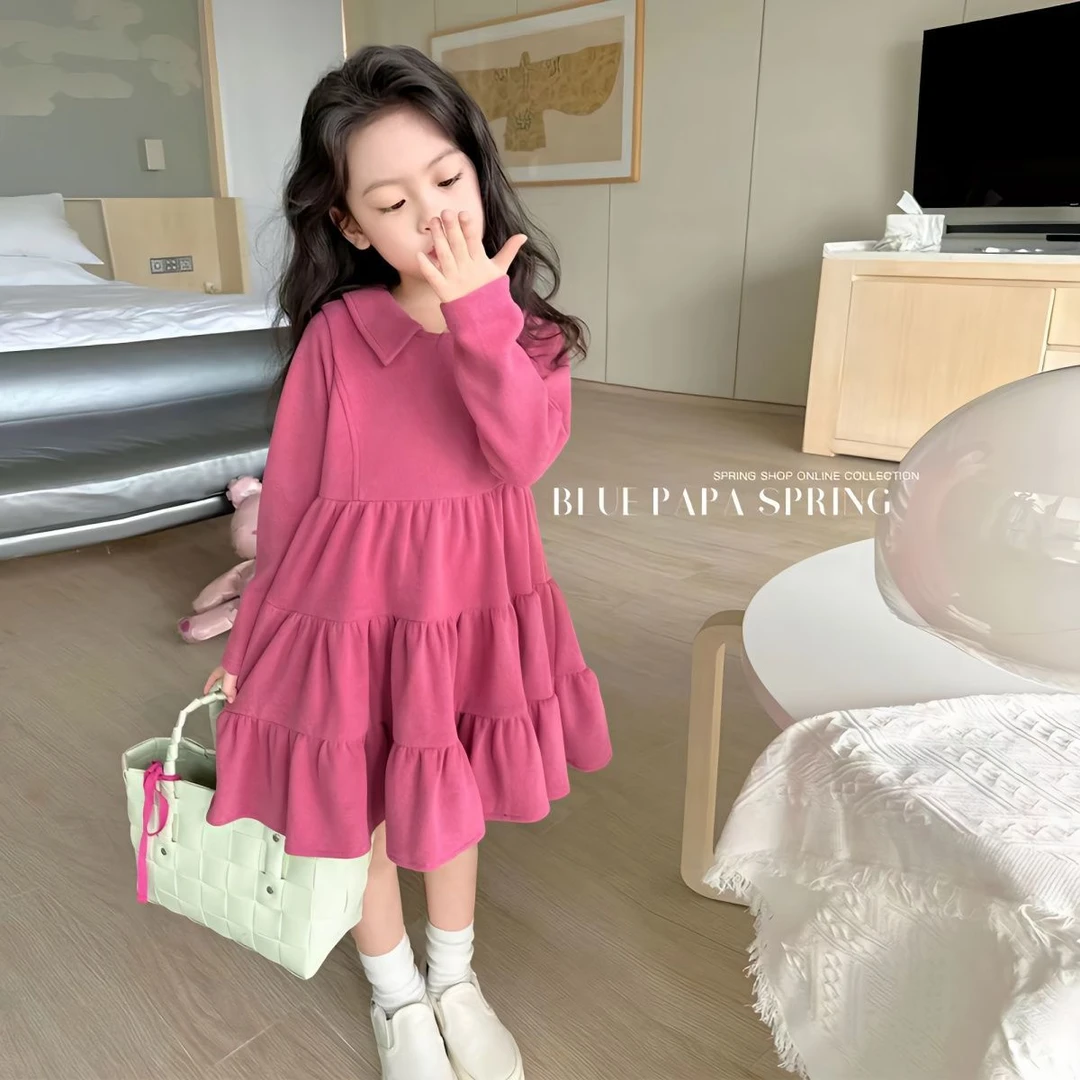 巴拉拉吧女童连衣裙春秋季2024新款中大童韩版针织裙子女宝外穿蛋