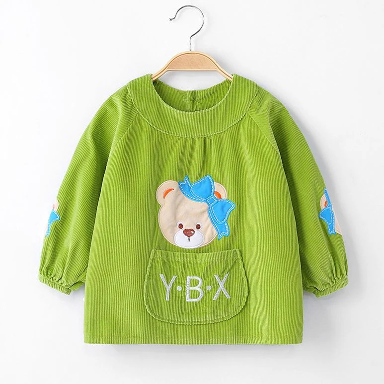 巴拉拉吧秋冬季宝宝灯芯绒罩衣棉长袖小孩婴儿反穿衣吃饭衣围兜护