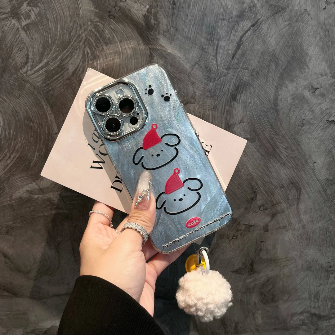 帽子小狗羽纱镜头膜适用苹果15vivo华为oppo可爱2024高级感