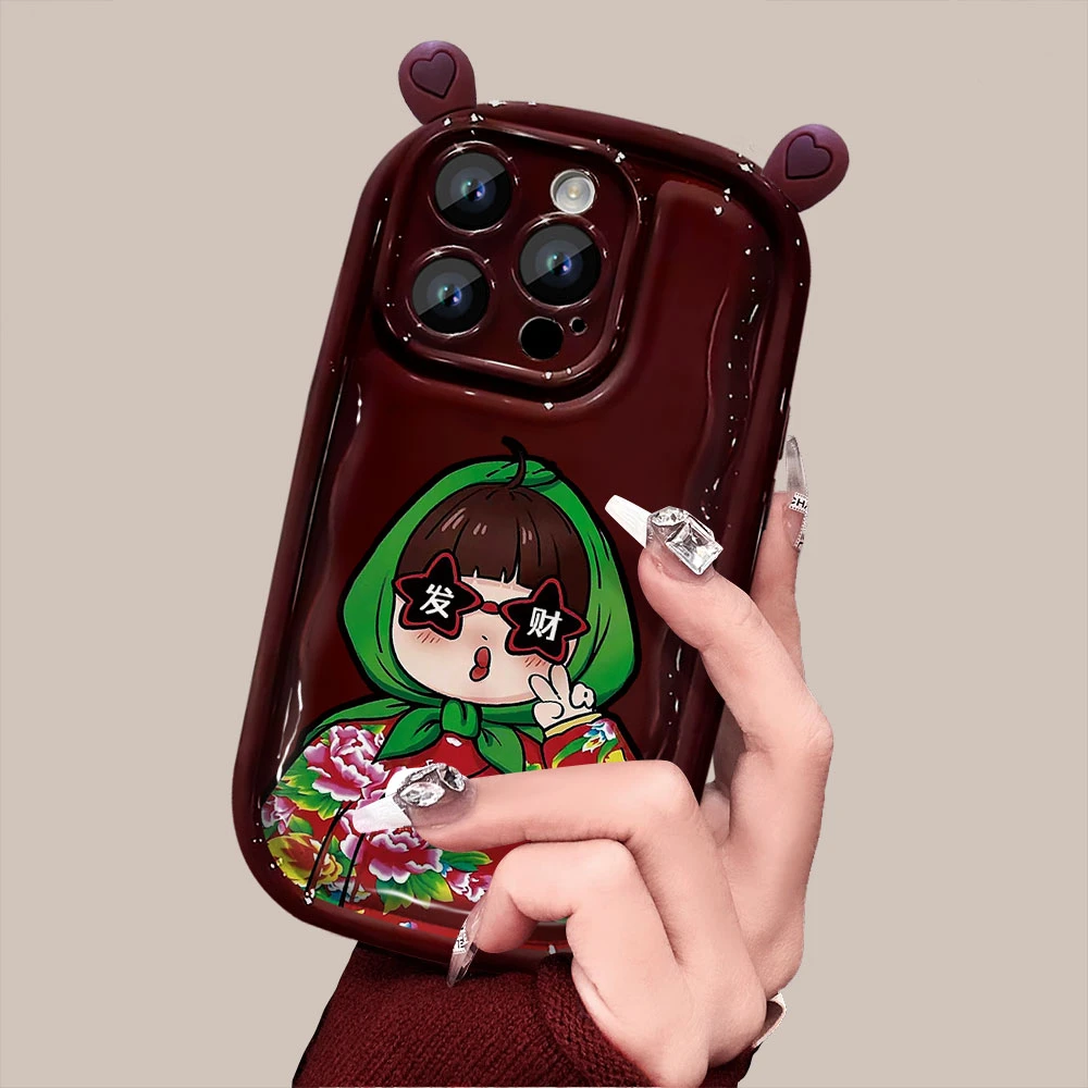 东北大妈耳朵华为mate60苹果15新年款iPhone14PROMAX防摔手机壳女