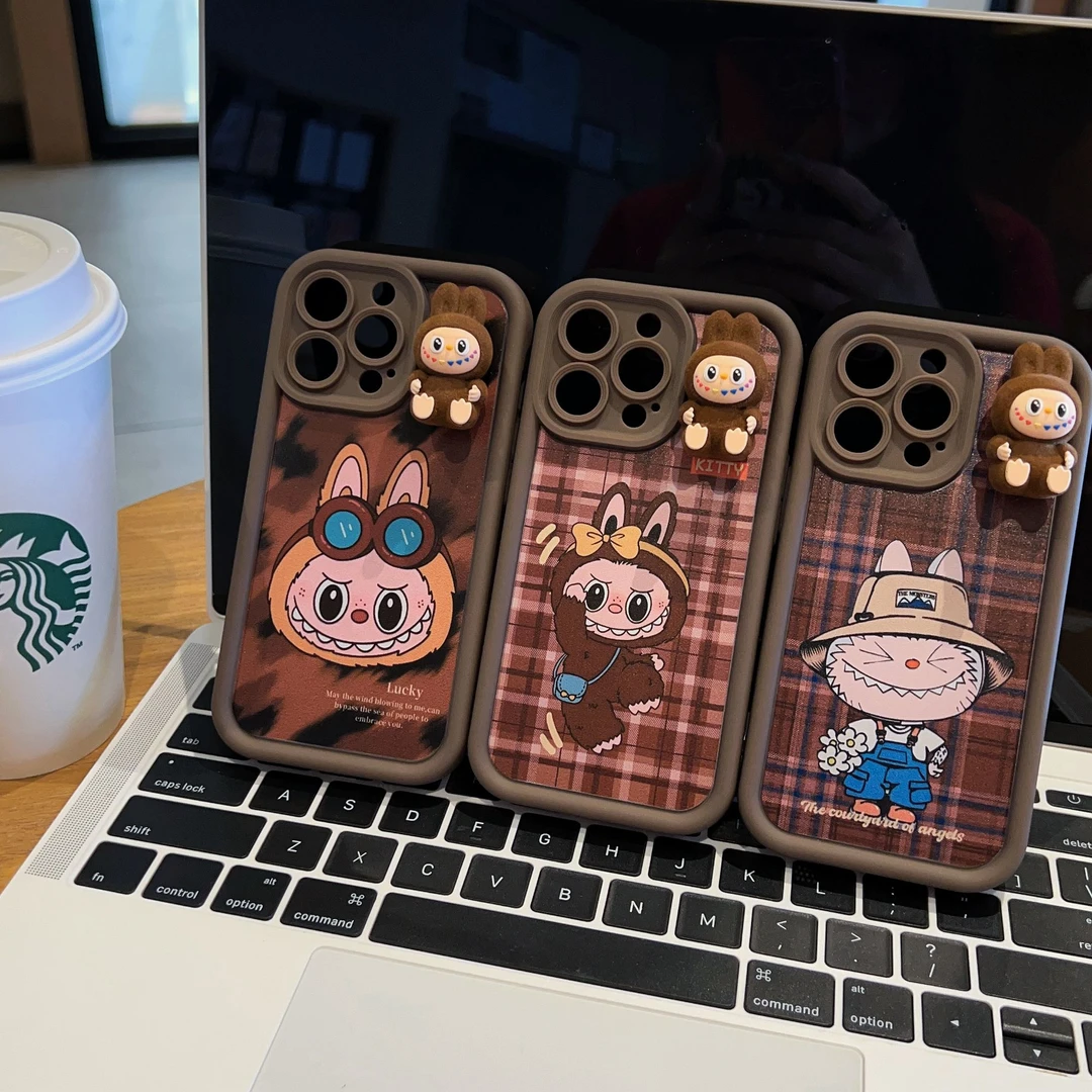 可爱毛绒立体拉布布卡通天眼保护壳创意全包ins防摔流行硅胶女款