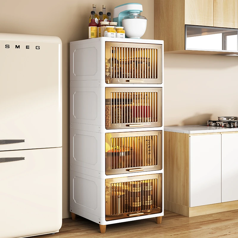 安家日记轻奢条纹翻盖收纳柜储物柜透明塑料防尘多功能整理箱