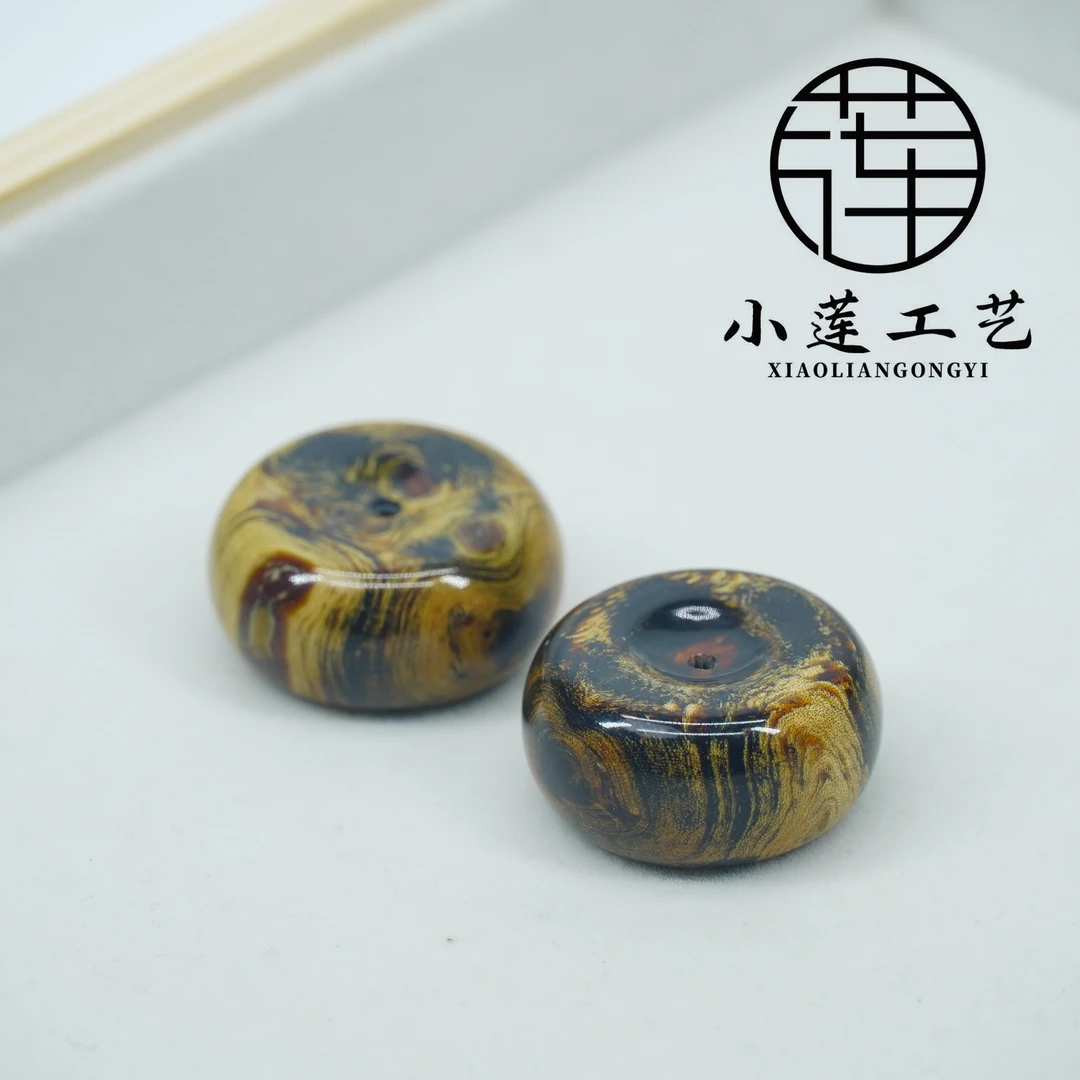 【F32】黄多多金线虎皮纹平安扣 菩提-送绳子