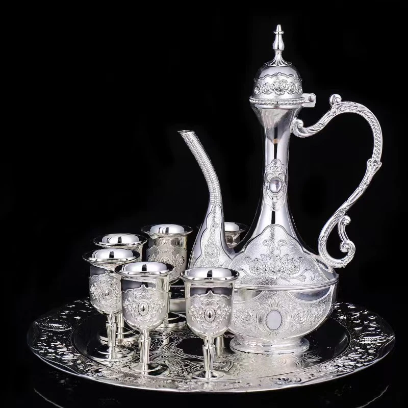 纯银酒具酒壶古代老式高档古风高颜值分酒器家用工厂直销婚庆摆件