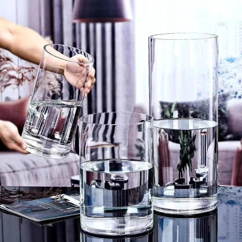 兰怜轻奢亚克力醒花桶花店花专用塑料养花桶家用透明大号防摔花瓶