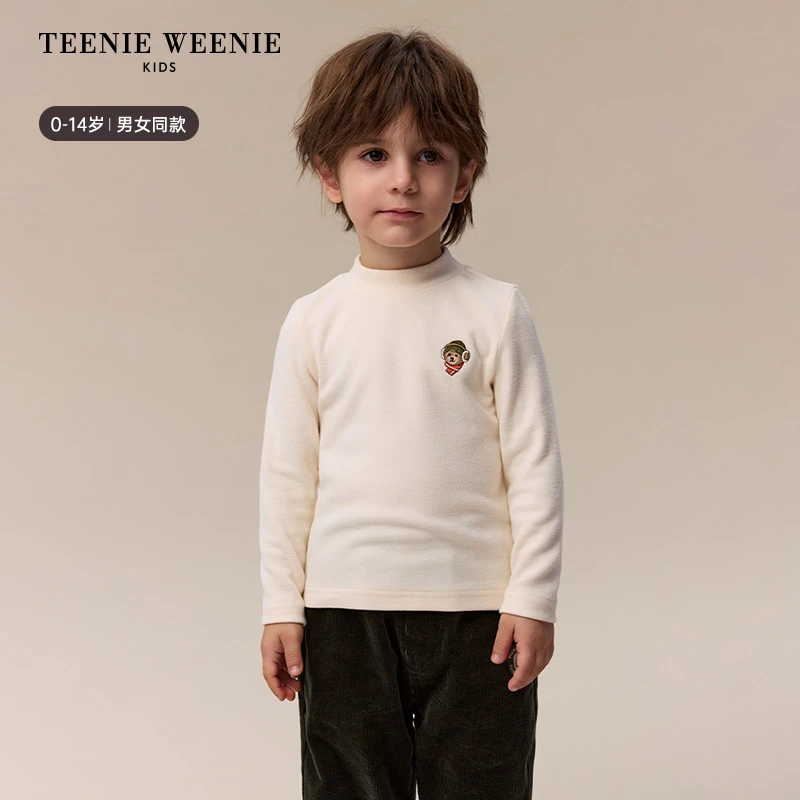 TeenieWeenie Kids小熊童装24秋冬男女童宝半高领素色长袖T恤