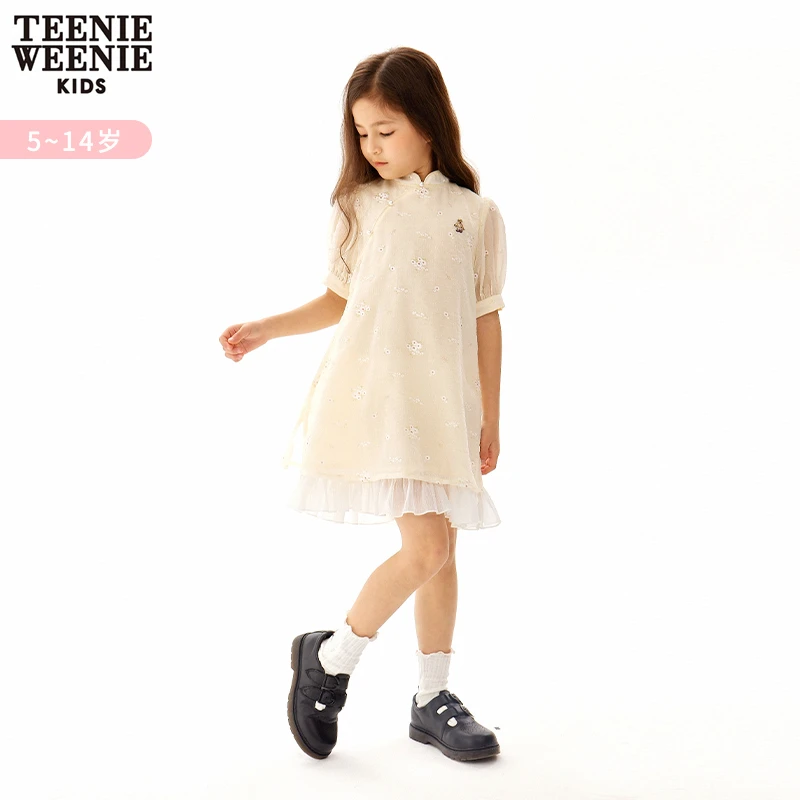 TeenieWeenie Kids小熊童装女童23盘扣国风旗袍连衣裙TKOW236443I