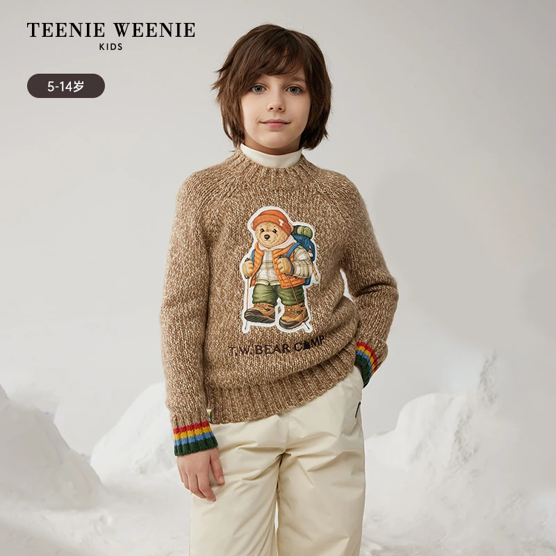 TeenieWeenie Kids小熊童装24冬休闲卡通圆领套头毛衣TKKW244V02D