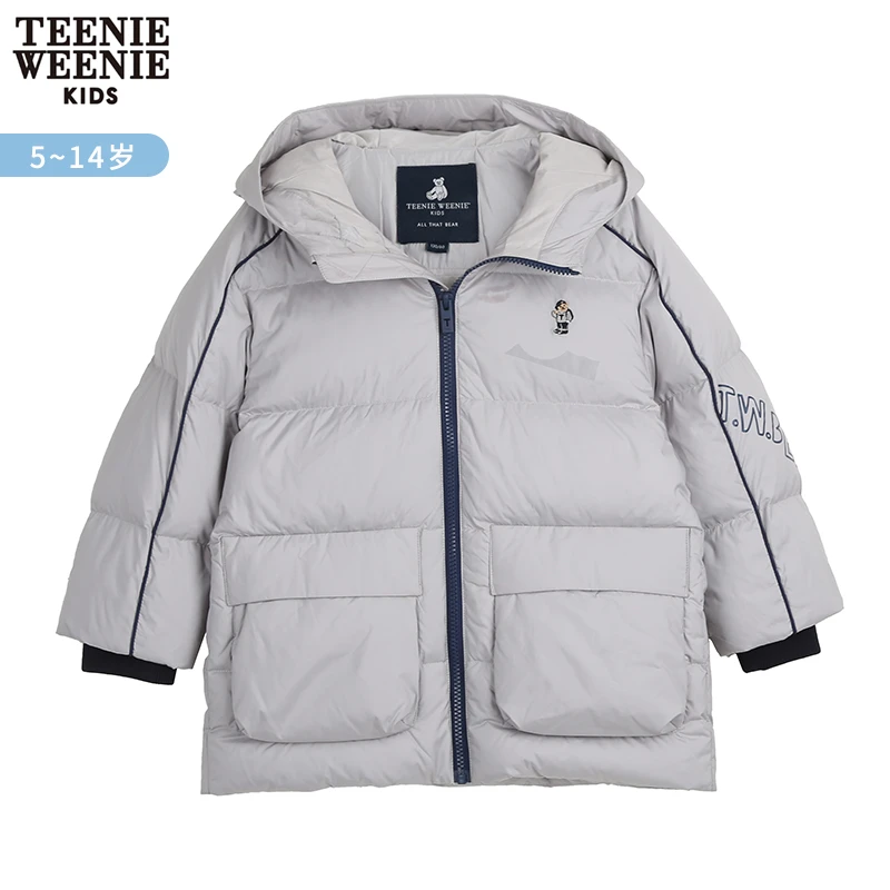 TeenieWeenieKids小熊童装男童冬印花刺绣连帽羽绒服 TKJD224T02K