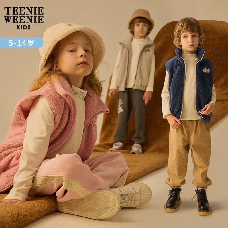 TeenieWeenieKids小熊男女童装仿羊羔毛立领马甲 TKVW224T91A