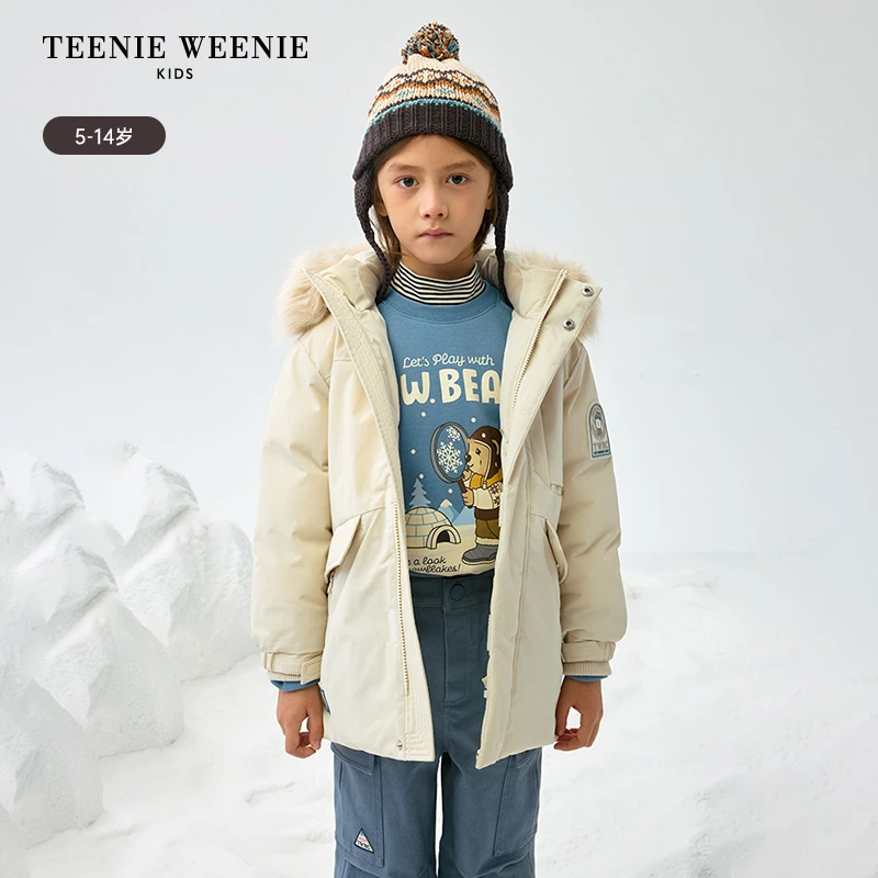 TeenieWeenie Kids小熊童装24三防毛领连帽工装羽绒服TKJD248T21N