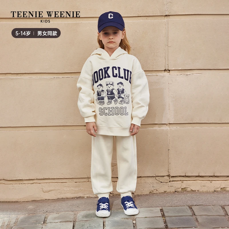 TeenieWeenieKids男女童23年秋新款撞色连帽卫衣TKMW237893I