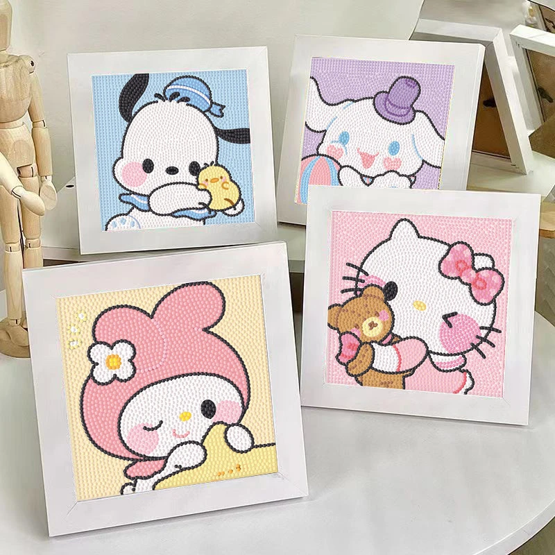 【酷酷】三丽鸥钻石贴画满钻手工diy益智礼物点钻卡通动漫贴画摆件