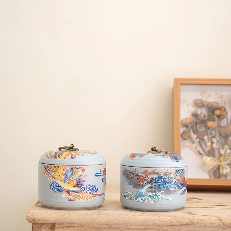 汝窑陶瓷复古哑光茶叶罐中式密封罐大号防潮家用便携泡茶储茶罐