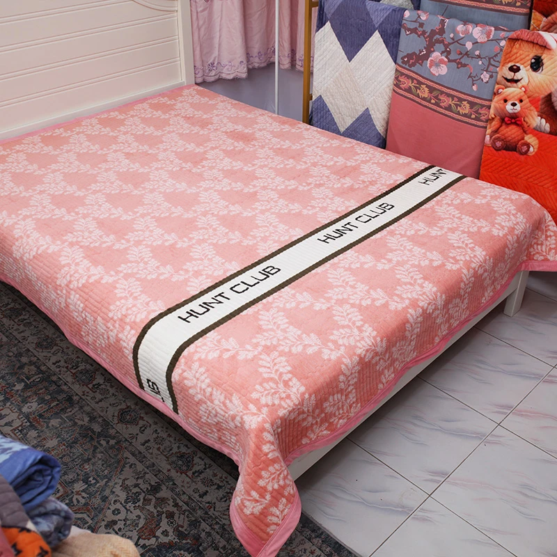 2*2.3高支高密宝宝绒加厚床盖双面亲肤单人绗缝防滑透气夹棉印花