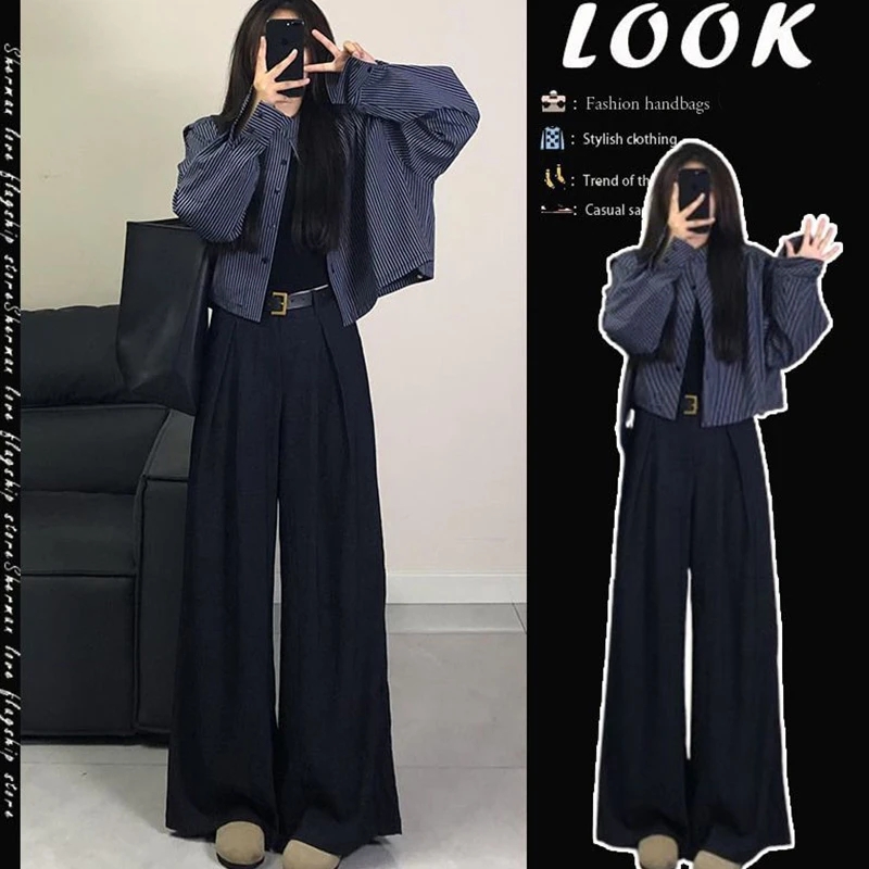 早秋穿搭辣妹风套装女新款韩系高级感短款外套大码休闲长裤两件套