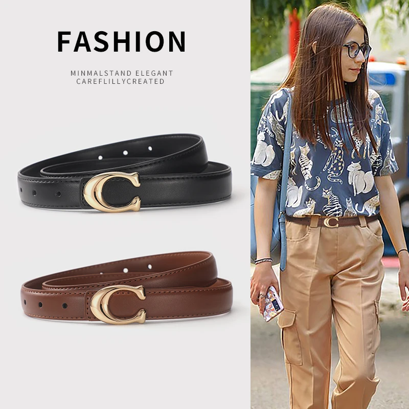 2025新款女士腰带真皮装饰大衣休闲百搭简约韩版牛仔裤皮带潮流