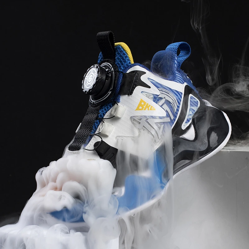 BKG夏季跑步鞋新旋转纽扣运动鞋休闲单网透气潮流鞋网面学生跑鞋