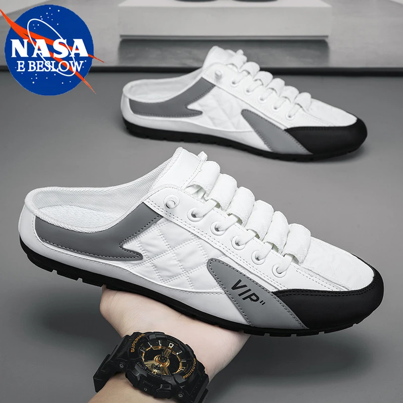 NASA联名2025夏季新款半拖鞋百搭透气鞋韩版潮流懒人一脚蹬潮鞋