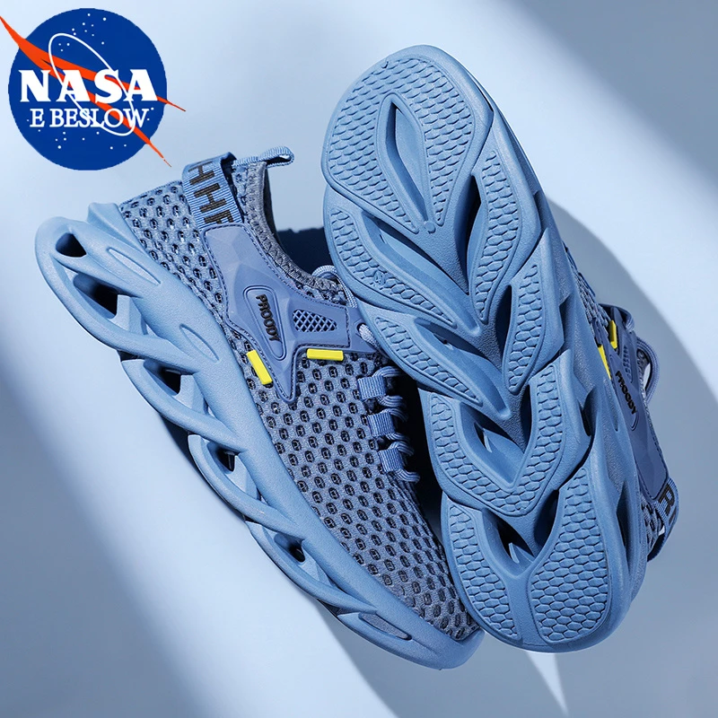 NASA联名男款休闲跑步鞋夏季2025新款镂空透气网鞋软底减震运动鞋