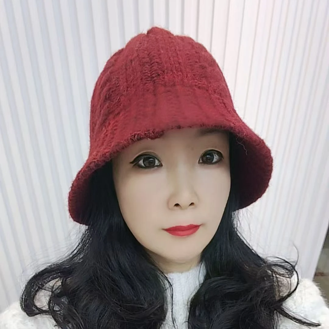美拉德毛线渔夫帽子女秋冬韩系显脸小保暖大头围针保暖护耳针织帽