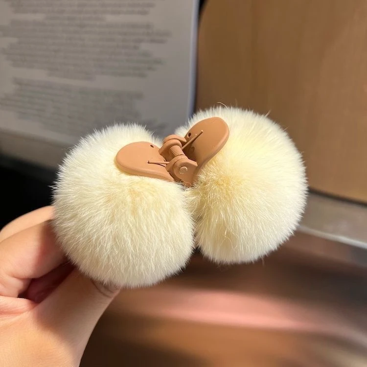 【可爱小毛球发夹】仿獭兔毛抓夹秋冬网红ins毛绒小夹子边夹发饰