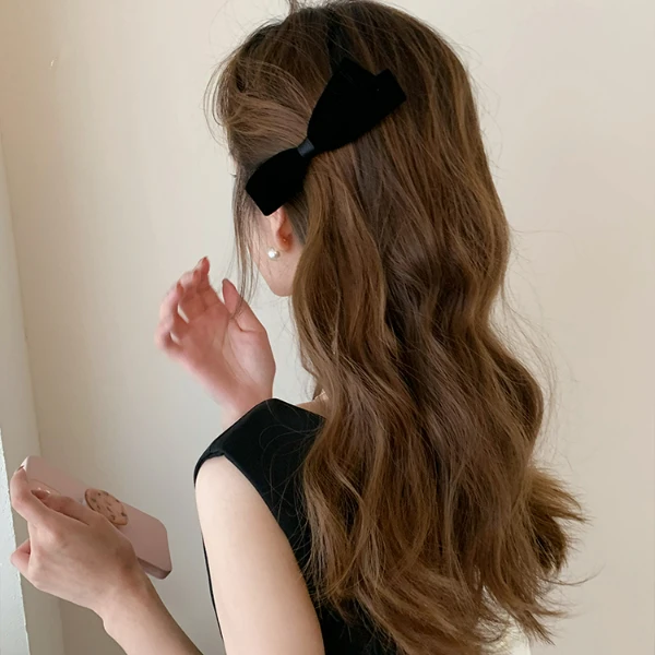 可爱丝绒蝴蝶结鸭嘴发夹女后脑勺2023新款女孩高级发卡侧边夹ins