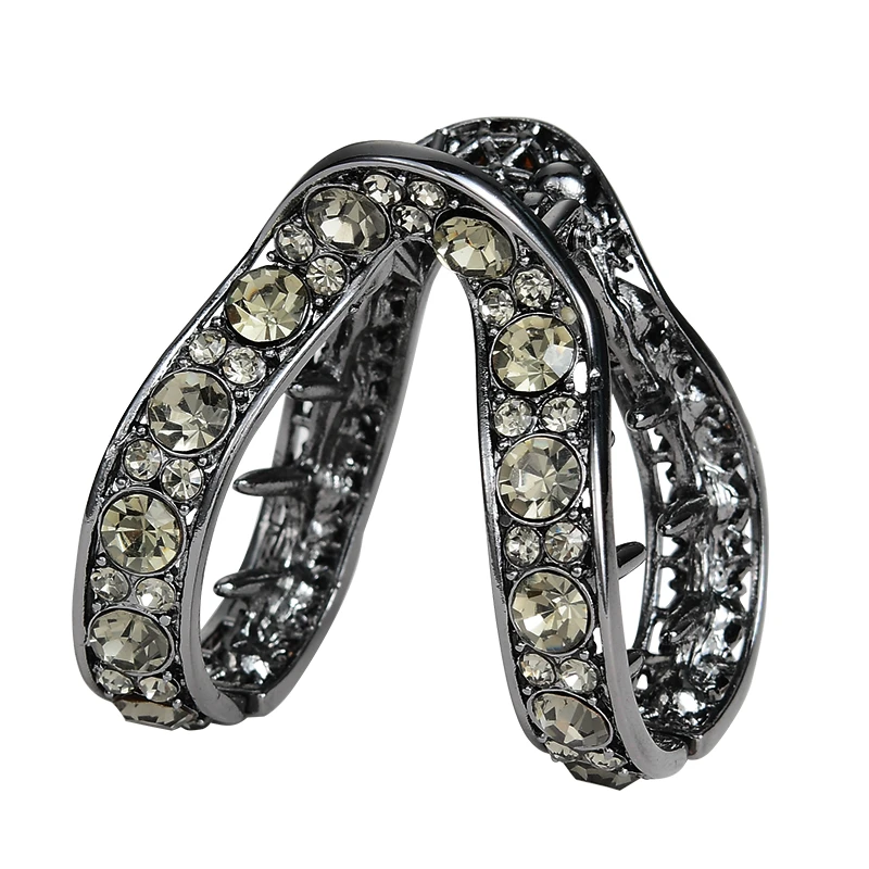 高马尾固定神器抓夹大号发量多高级感轻奢闪钻金属V形高J感发夹