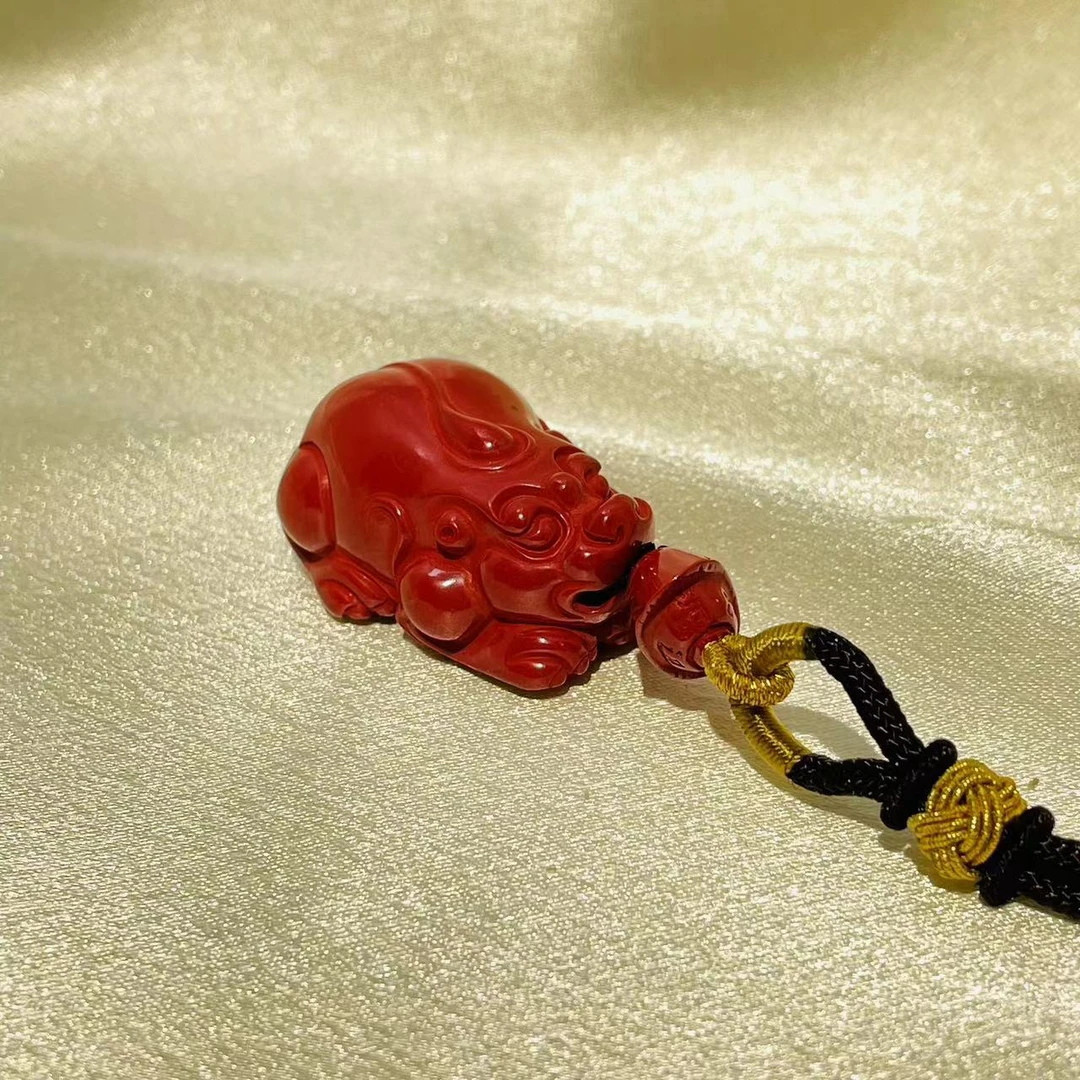 天然辰砂帝王砂招财貔貅吊坠