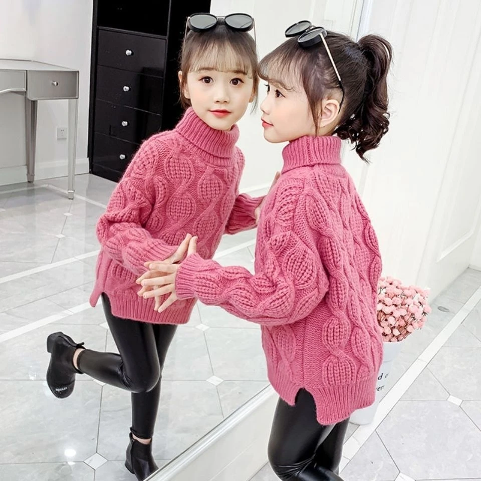 女童毛衣2025新款秋冬装儿童针织衫宝宝加绒打底上衣服洋气童装潮