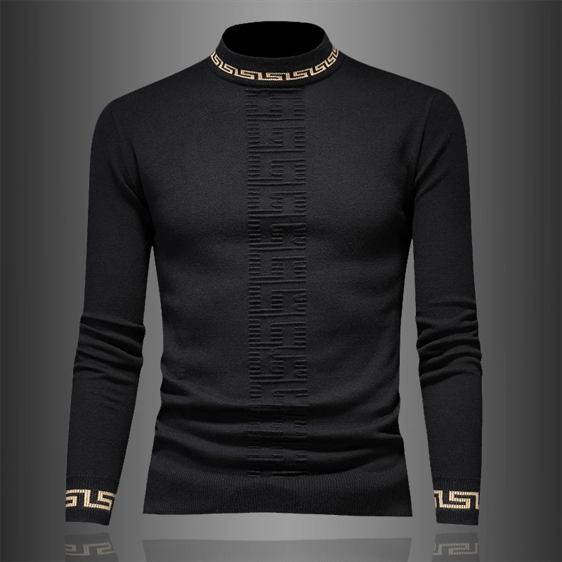 高端欧货轻奢2024冬款羊毛衫男圆领加厚毛衣长袖针织衫毛织衫男士
