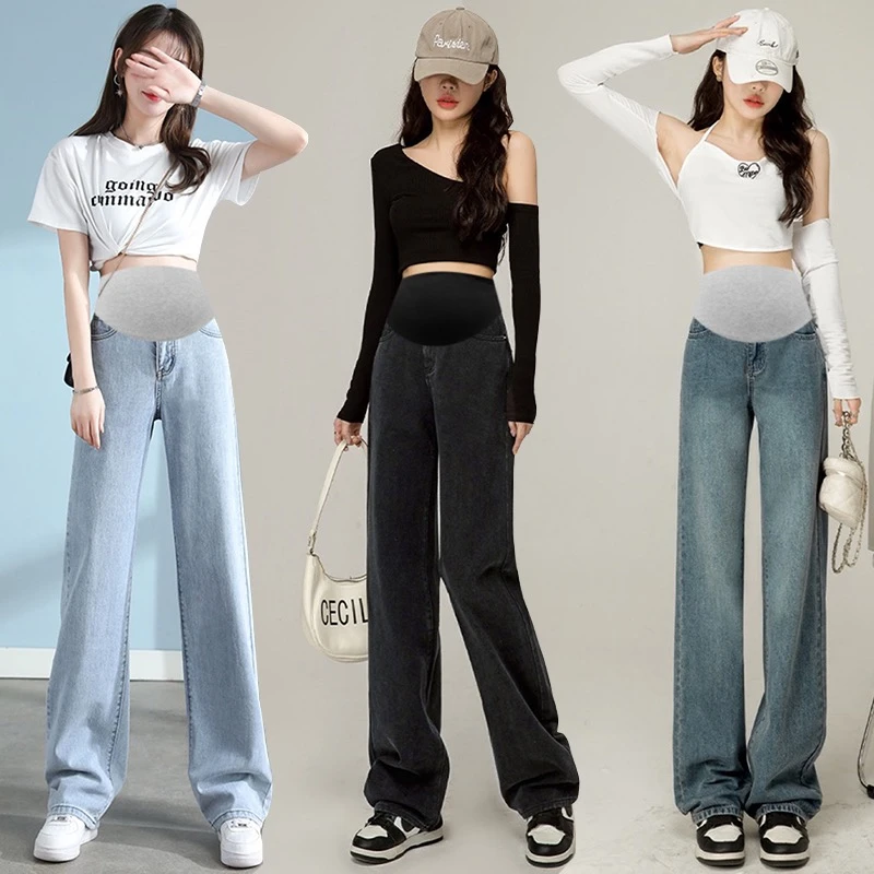 薄牛仔阔腿裤孕妇夏季阔腿裤宽松透气薄款外穿休闲裤春款网红