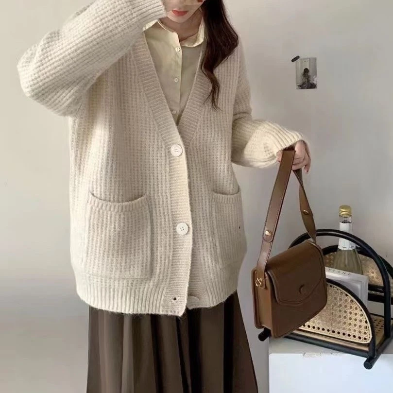 【便宜卖了】复古慵懒风针织毛衣女秋软糯宽松显瘦百搭开衫外套