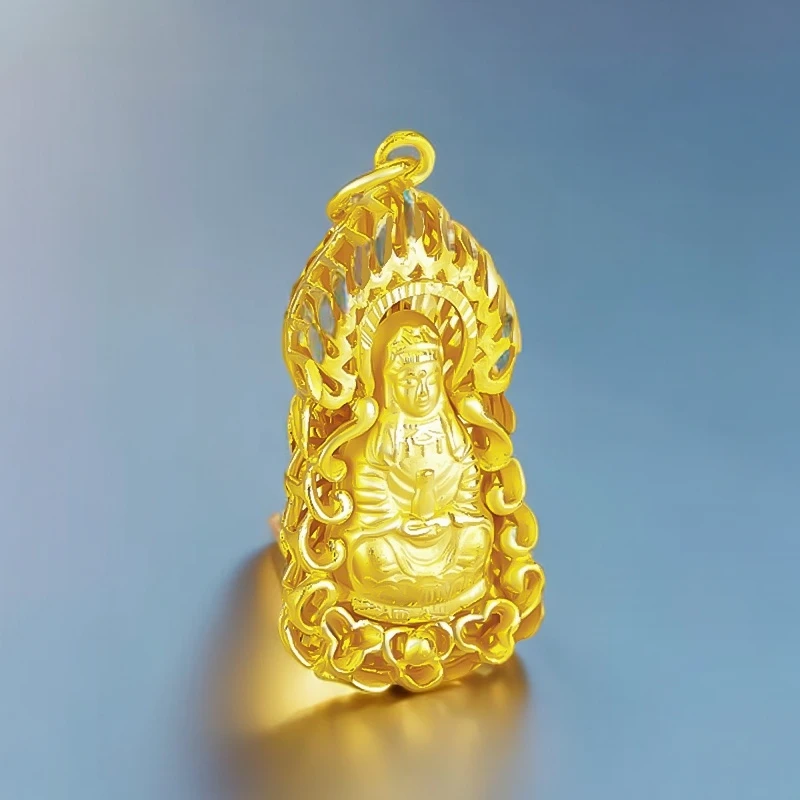 梦金园黄金亿纯99999火焰观音吊坠