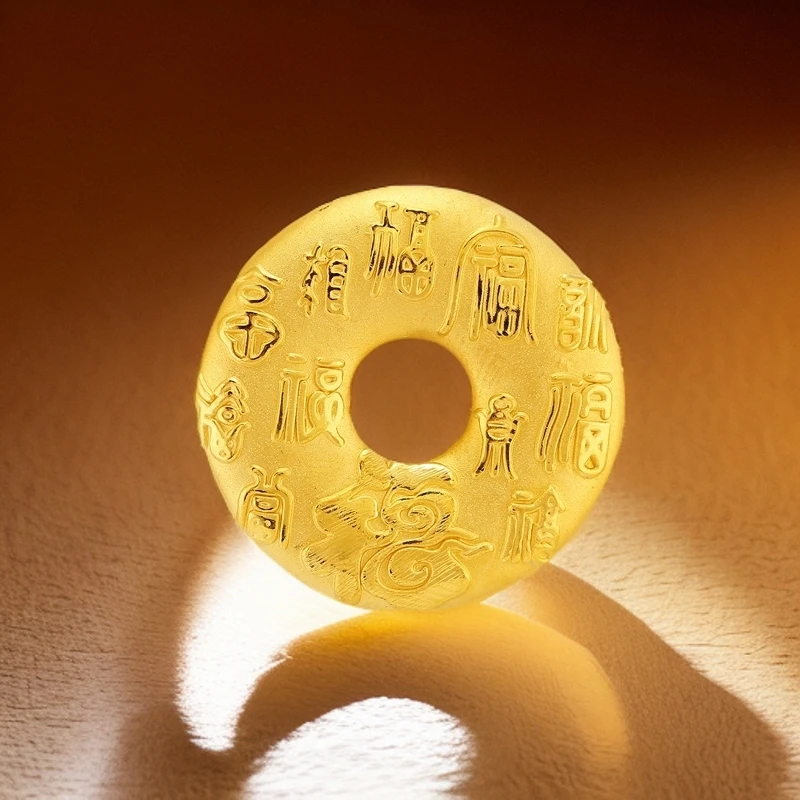 【梦金园】黄金9999足金古法精美百福编绳款送礼物平安扣