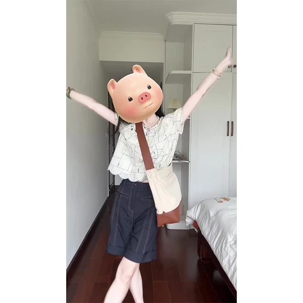 2031木耳边重工刺绣衬衫女夏季复古设计感小众短款上衣短裤套装