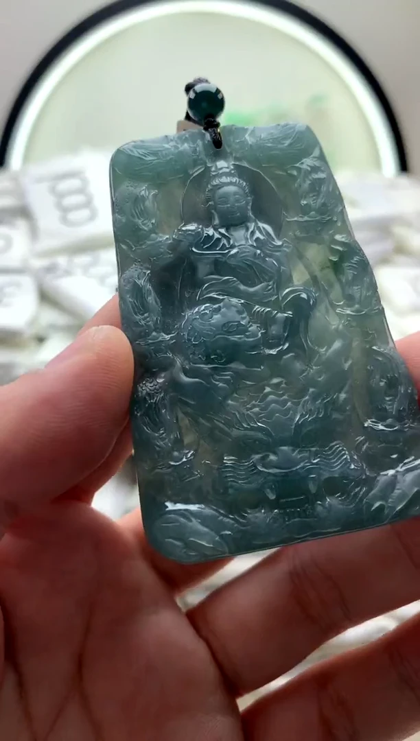 【闪购商品】翡翠颈饰未镶嵌属兔九龙文殊