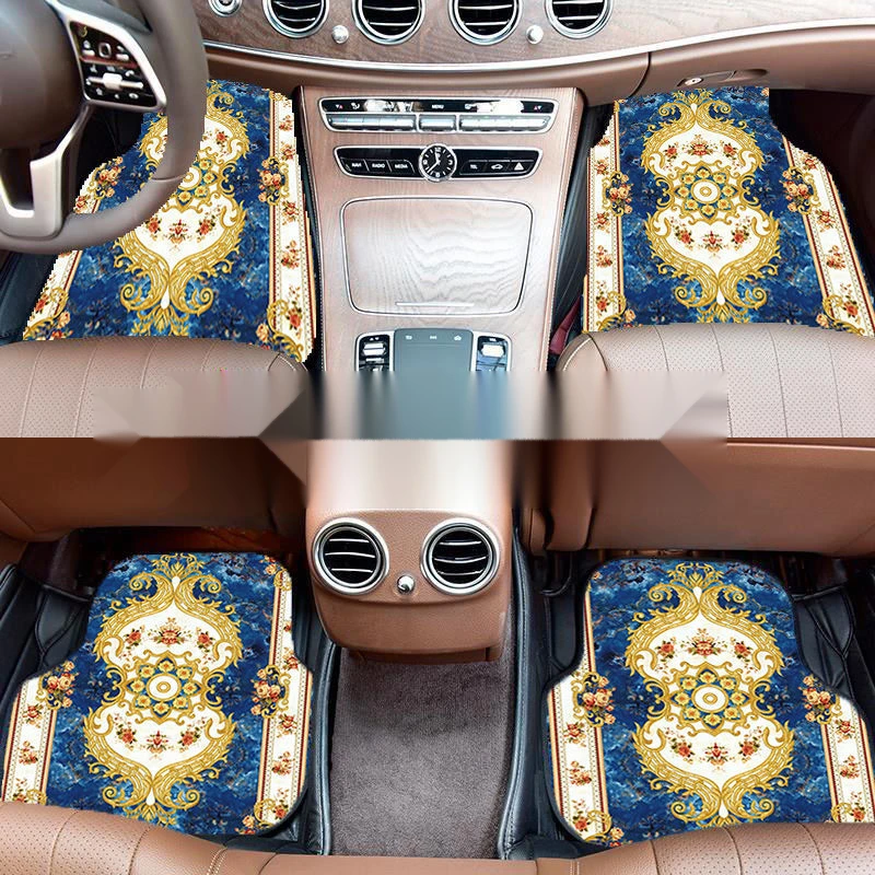 欧式汽车脚垫单片通用款复古大气车垫四季绒面防滑可水洗脚踏垫子