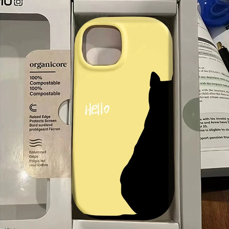 背影黑猫iPhone14promax手机壳15pro/12苹果13/11pro高级硅胶XS软