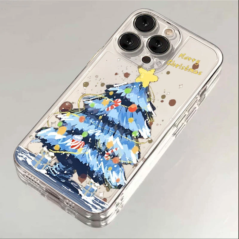 漫画圣诞树华为小米苹果iPhone15/14promax手机壳13软壳12太空壳